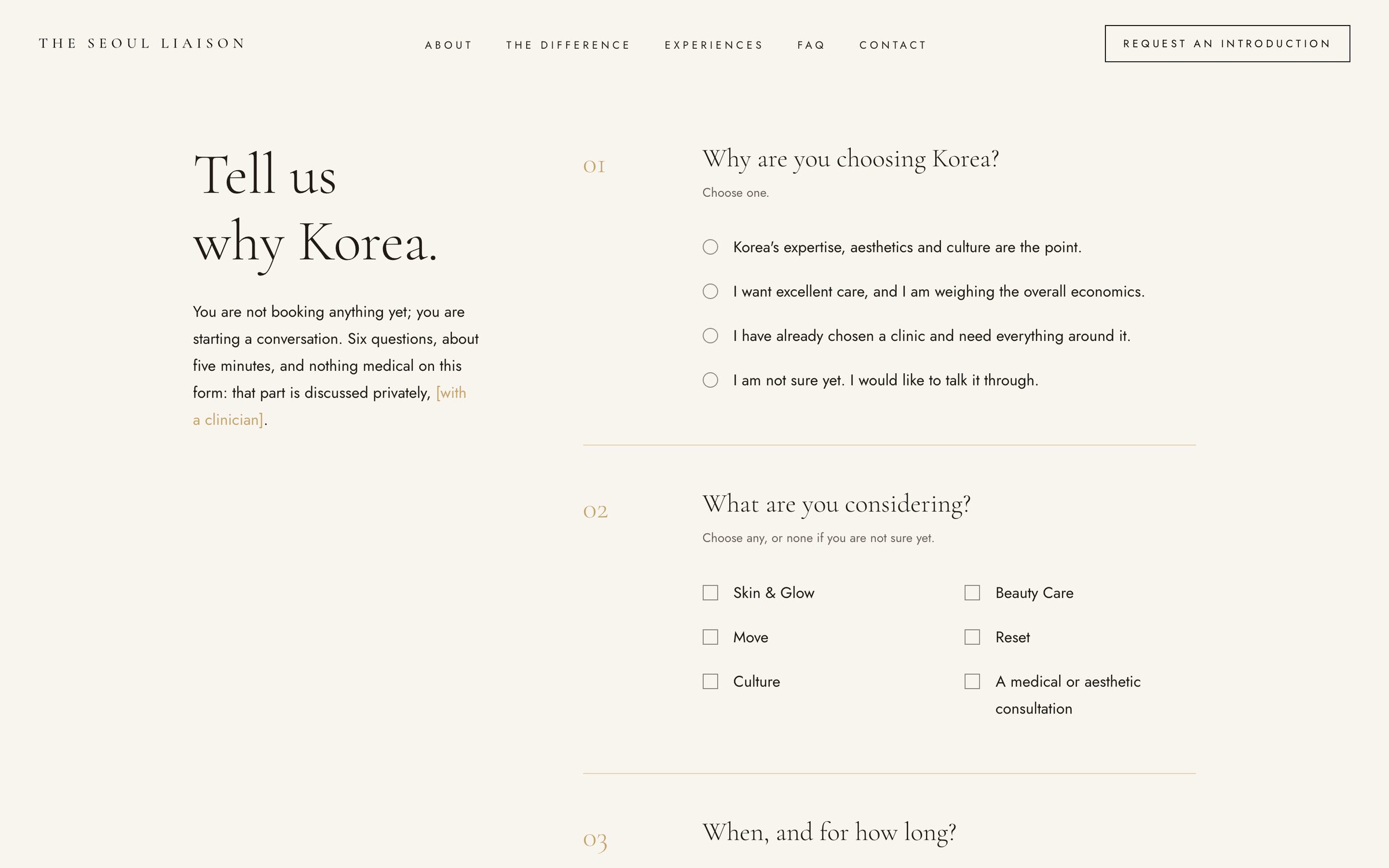 The Seoul Liaison, Begin: the request form